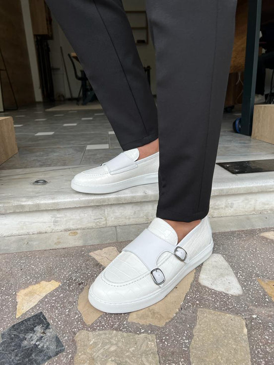 White Monk Strap Shoes