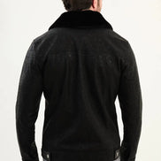 Fur Collar Black Leather Jacket