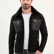 Fur Collar Black Leather Jacket