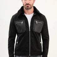 Fur Collar Black Leather Jacket
