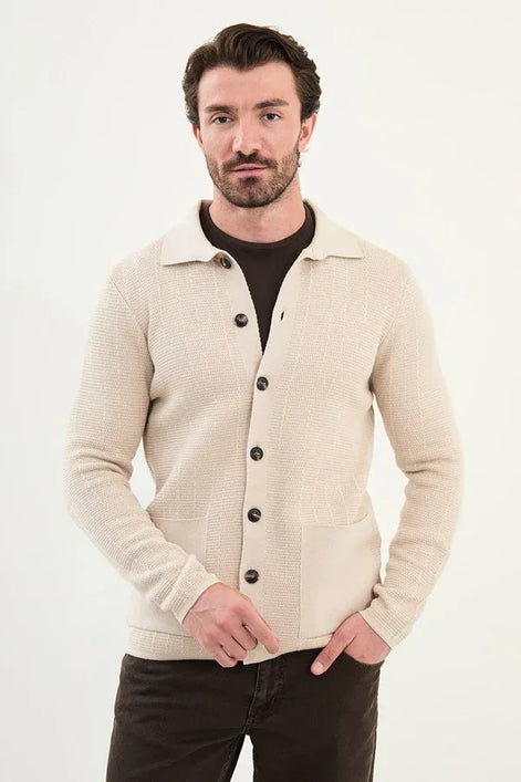 Ames Mens Cardigan Beige