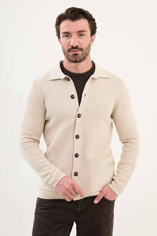 Beige Mens Cardigan