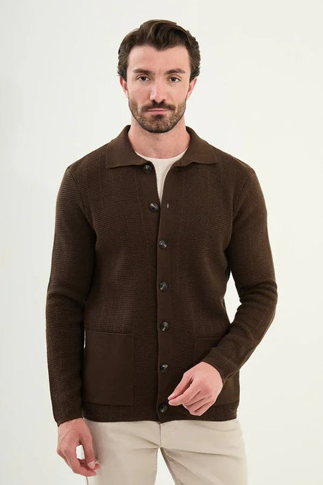 Ames Mens Cardigan Brown