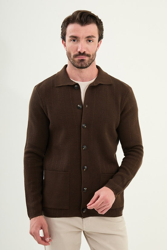 Brown Mens Cardigan