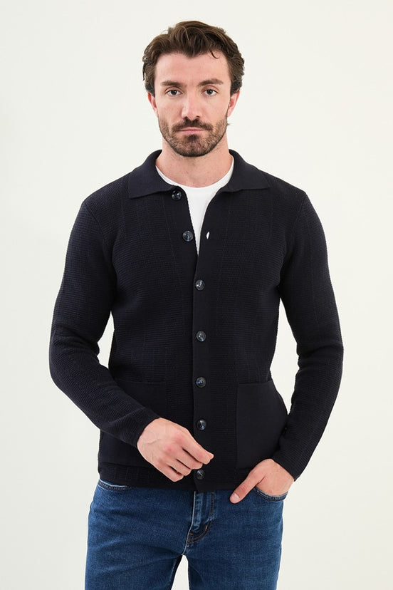 Navy Blue Mens Cardigan
