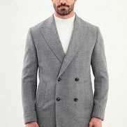 Marina Herringbone Wool Coat Gray