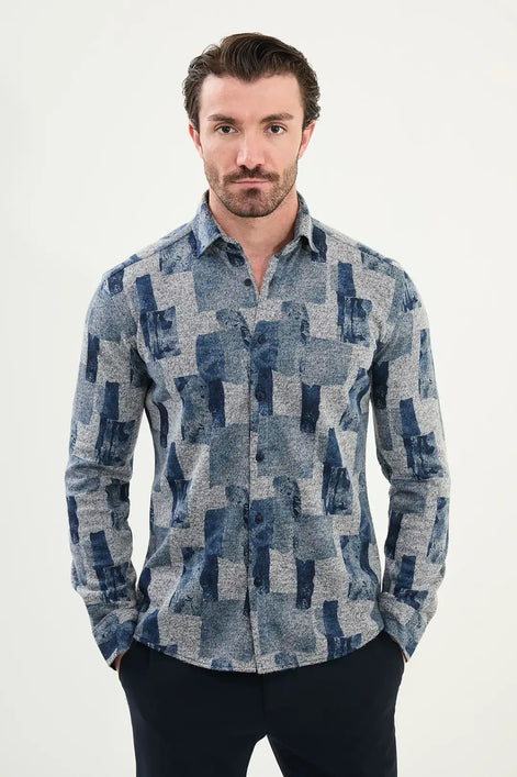 Gray Long Sleeve Wool Lumberjack Shirt