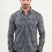 Navy Blue Slim Fit Lumberjack Wool Shirt