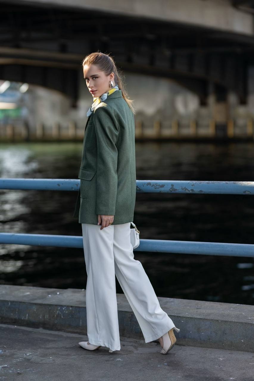 Green Wool Blazer for Women