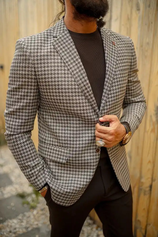 Brown Checkered Suit