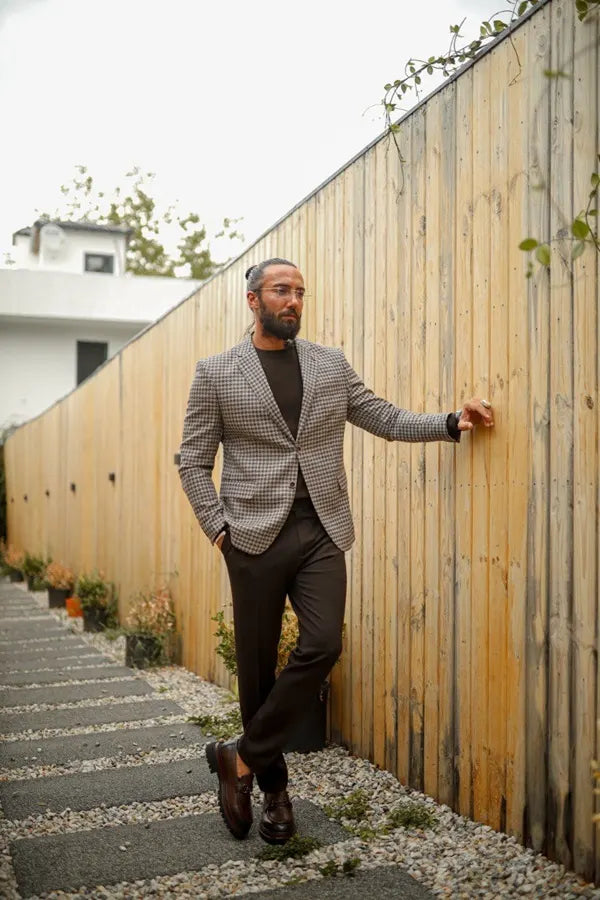 Brown Checkered Suit