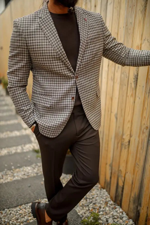 Brown Checkered Suit