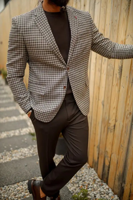 Brown Checkered Suit