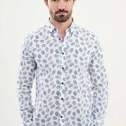 Marina Tropical Blue Linen Shirt