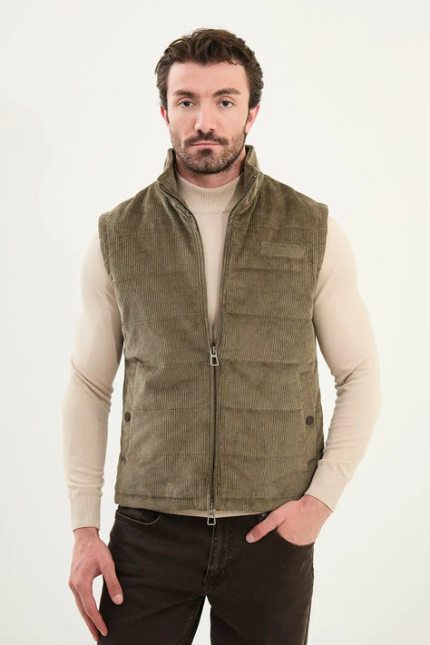 Khaki Green Corduroy Vest
