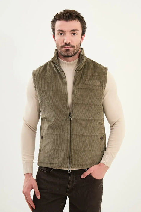 Khaki Green Corduroy Vest