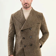 Khaki Green Wool Coat Double Breasted