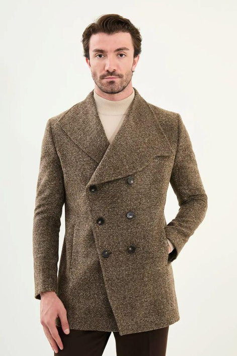 Khaki Green Wool Coat Double Breasted