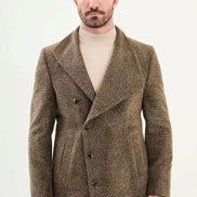 Khaki Green Wool Coat Single Breasted
