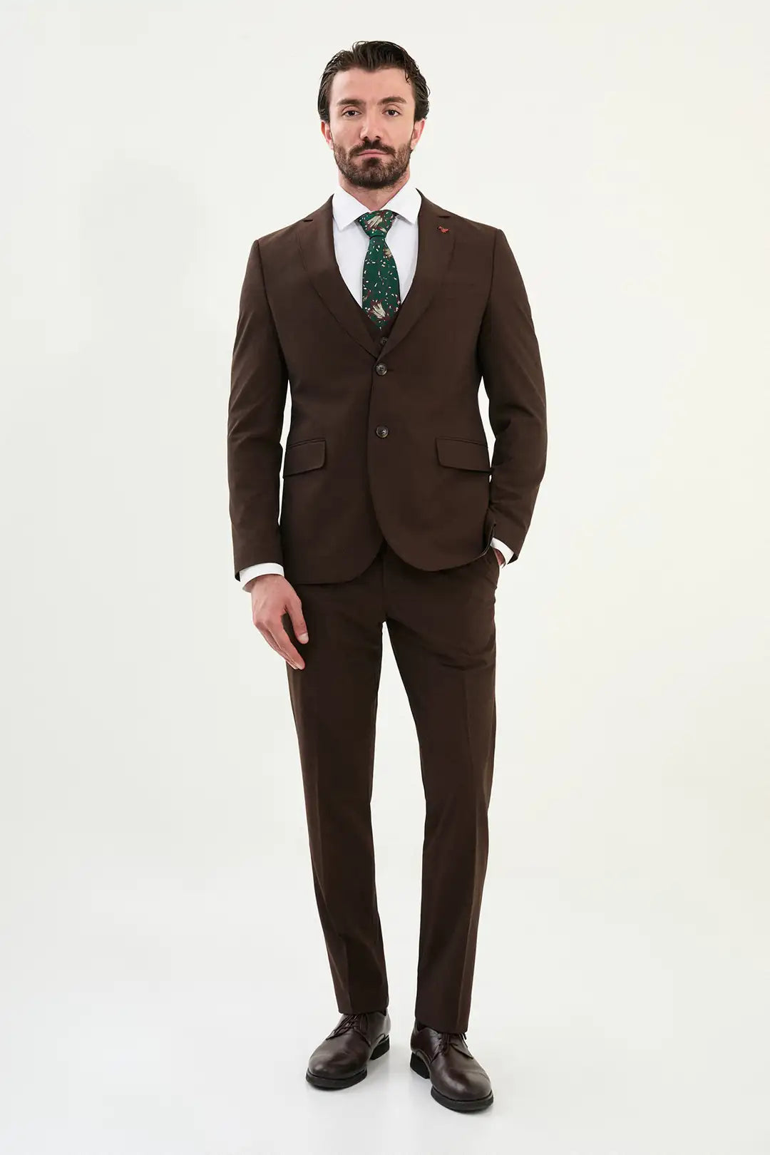 Cotton Dark Brown Suit