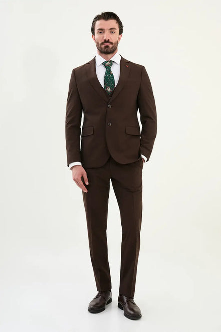 Cotton Dark Brown Suit
