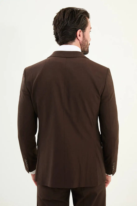 Cotton Dark Brown Suit