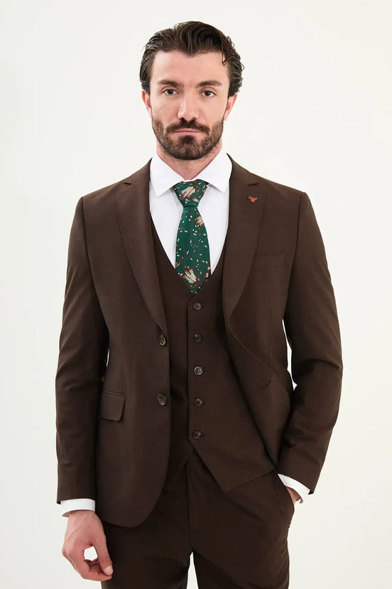 Cotton Dark Brown Suit