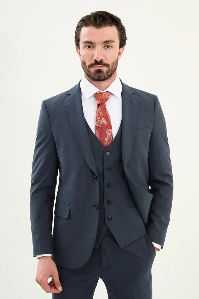 Cotton Indigo Blue Suit