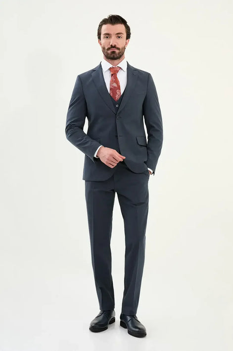 Cotton Indigo Blue Suit