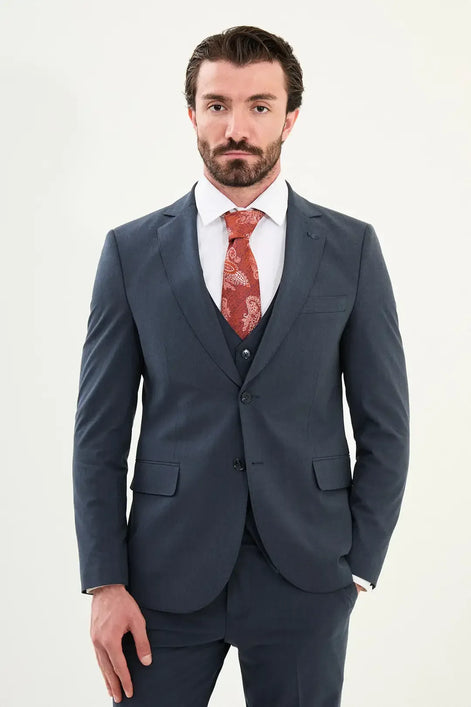 Cotton Indigo Blue Suit