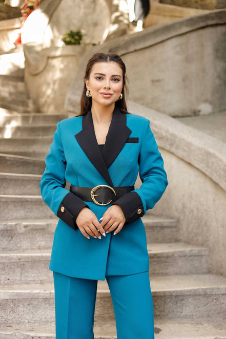 Sky Blue Tuxedo Suit for Women