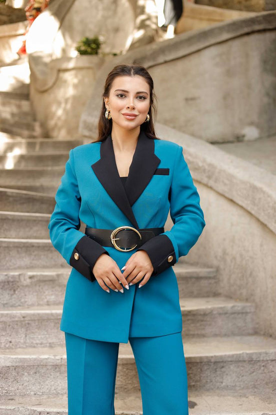 Sky Blue Tuxedo Suit for Women