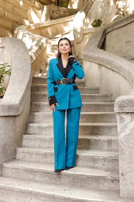 Sky Blue Tuxedo Suit for Women