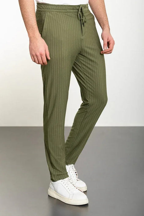 Marion Khaki Pinstripe Pants