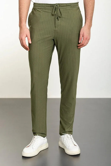 Marion Khaki Pinstripe Pants