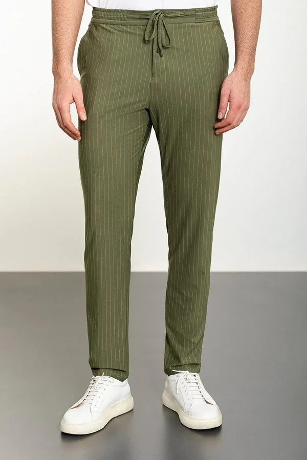 Marion Khaki Pinstripe Pants