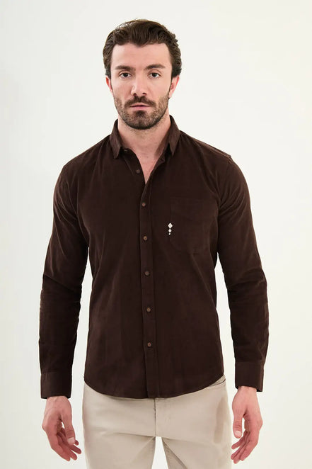 Single Pocket Mens Corduroy Shirt