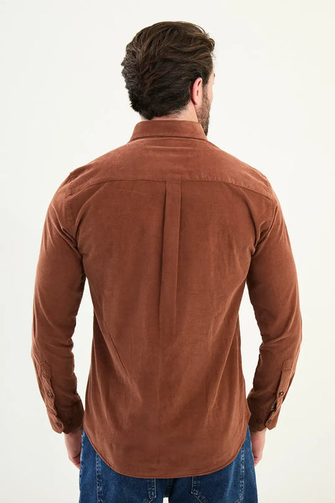 Mens Corduroy Shirt Camel
