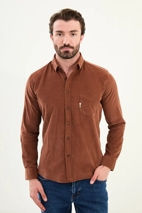 Mens Corduroy Shirt Camel