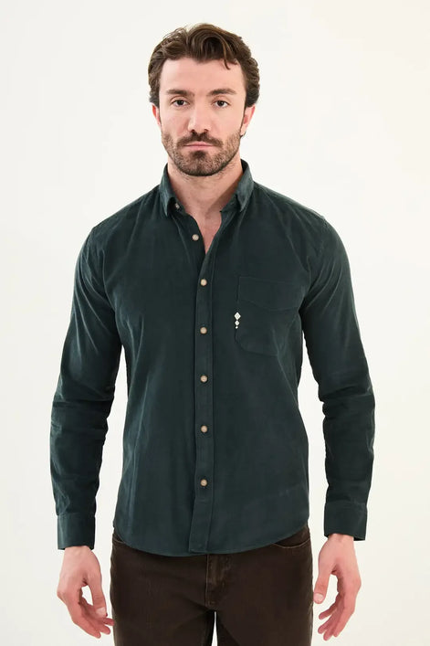 Mens Corduroy Shirt Emerald Green