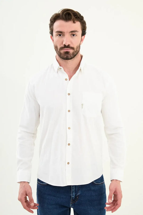 Mens Corduroy Shirt Off White