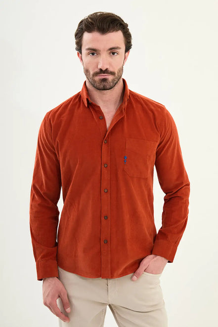 Single Pocket Mens Corduroy Shirt