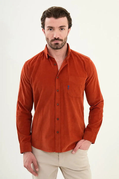 Mens Corduroy Shirt Rust