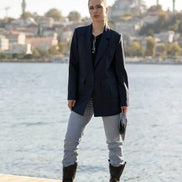 Navy Blue Blazer for Women Wool