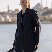 Navy Blue Blazer for Women Wool