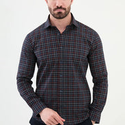 Navy Blue Checkered Shirt