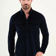 Navy Blue Corduroy Shirt Mens