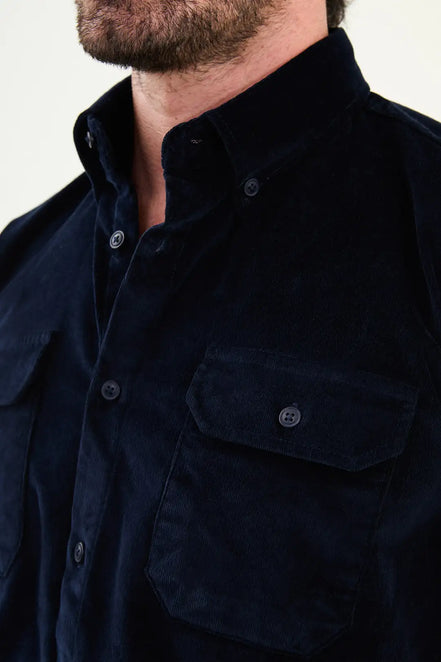Navy Blue Corduroy Shirt Mens