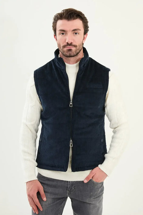 Navy Blue Corduroy Vest