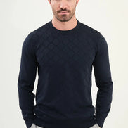 Navy Blue Crewneck Sweater Men